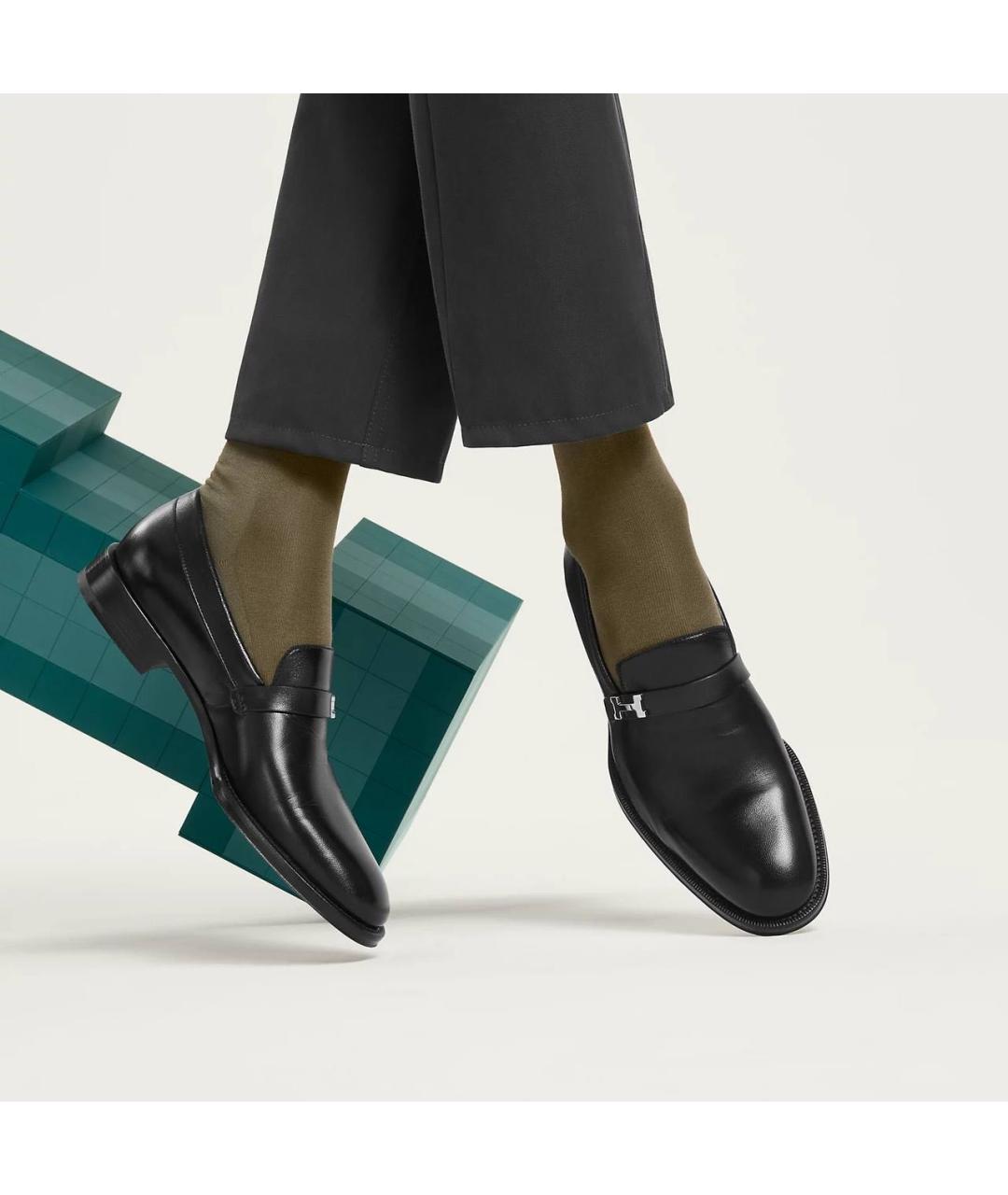 HERMES Черные кожаные низкие ботинки, фото 2