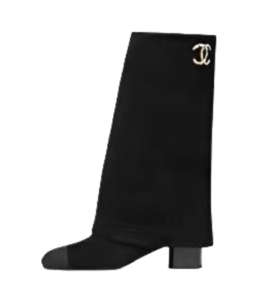 CHANEL Черные бархатные сапоги, фото 2