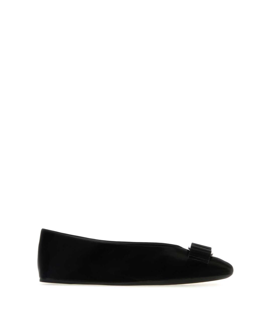 FERRAGAMO Черные кожаные балетки, фото 1