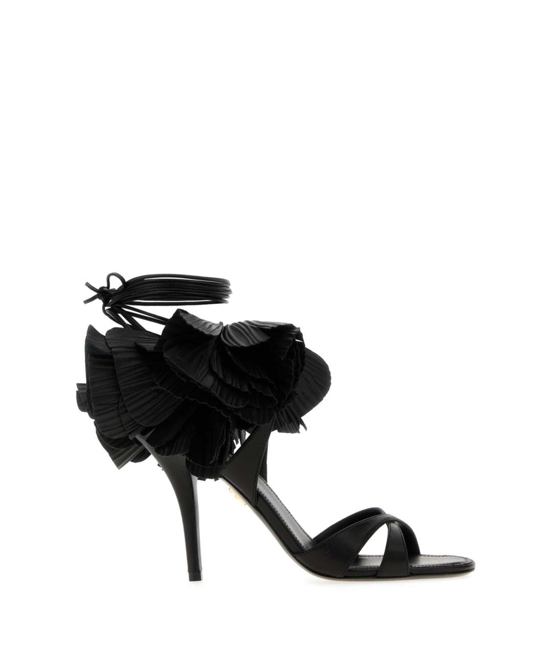 FERRAGAMO Черные кожаные босоножки, фото 1
