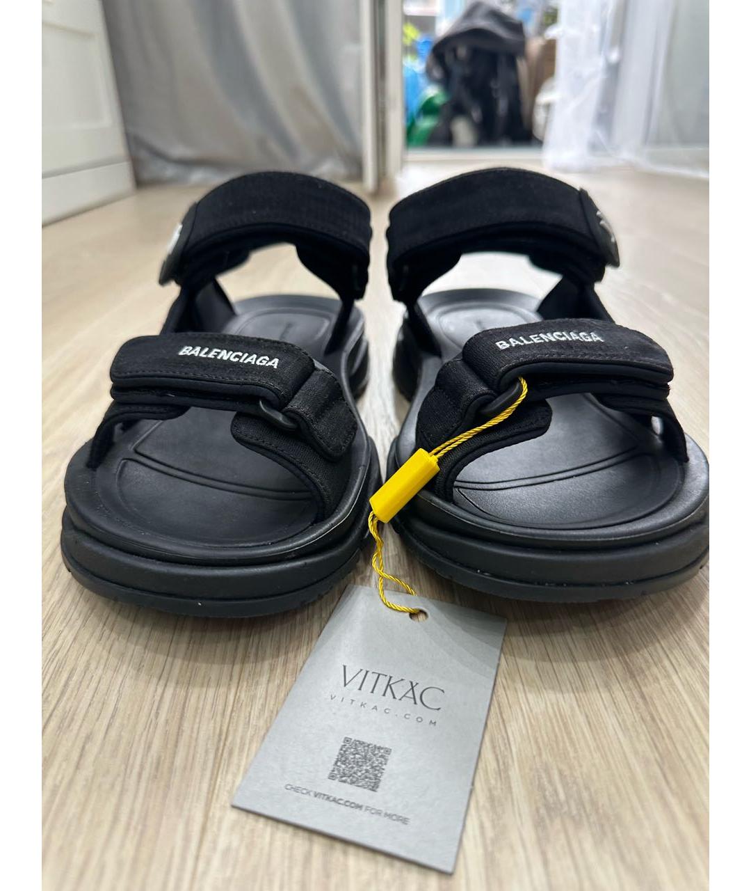 BALENCIAGA Черные текстильные сандалии, фото 2