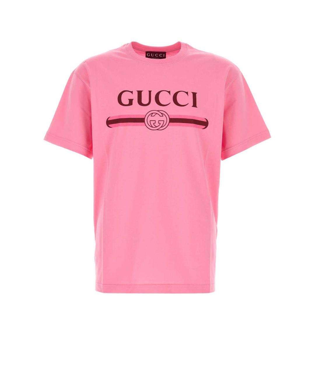 GUCCI Розовая хлопковая футболка, фото 1