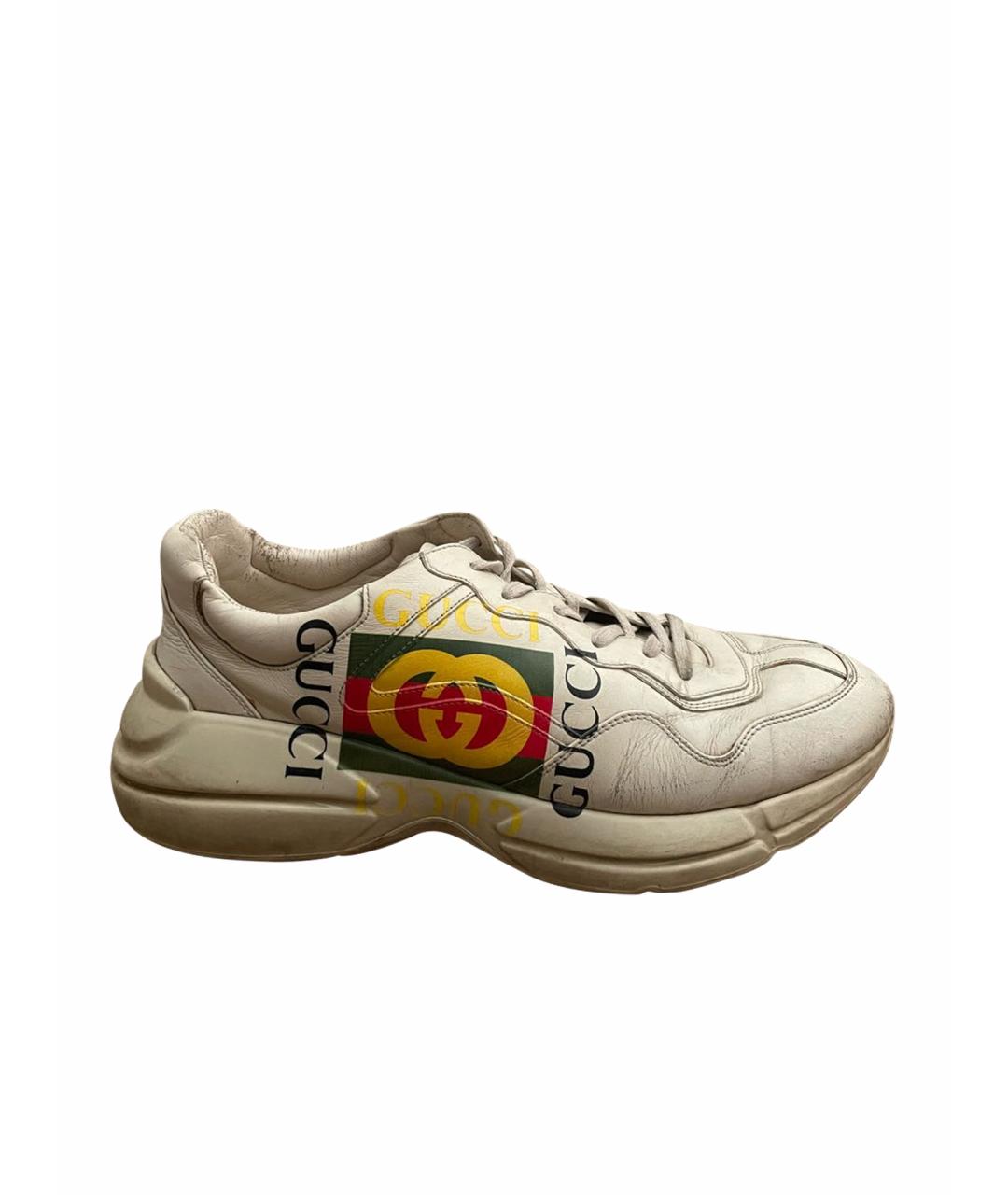 GUCCI Белые кожаные высокие кроссовки / кеды, фото 1