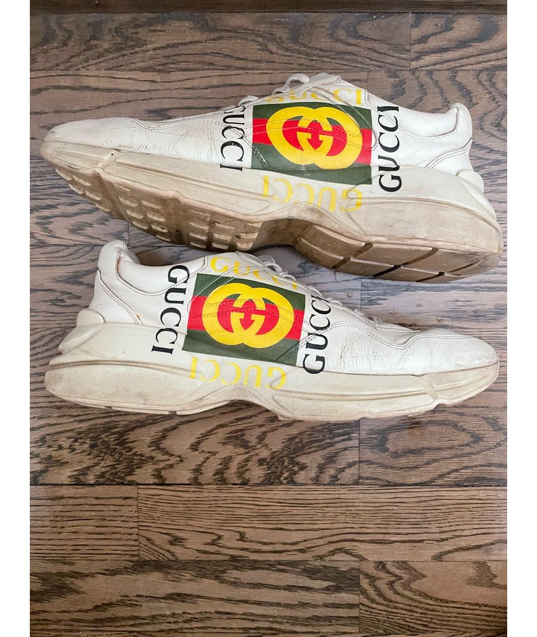 GUCCI Белые кожаные высокие кроссовки / кеды, фото 3