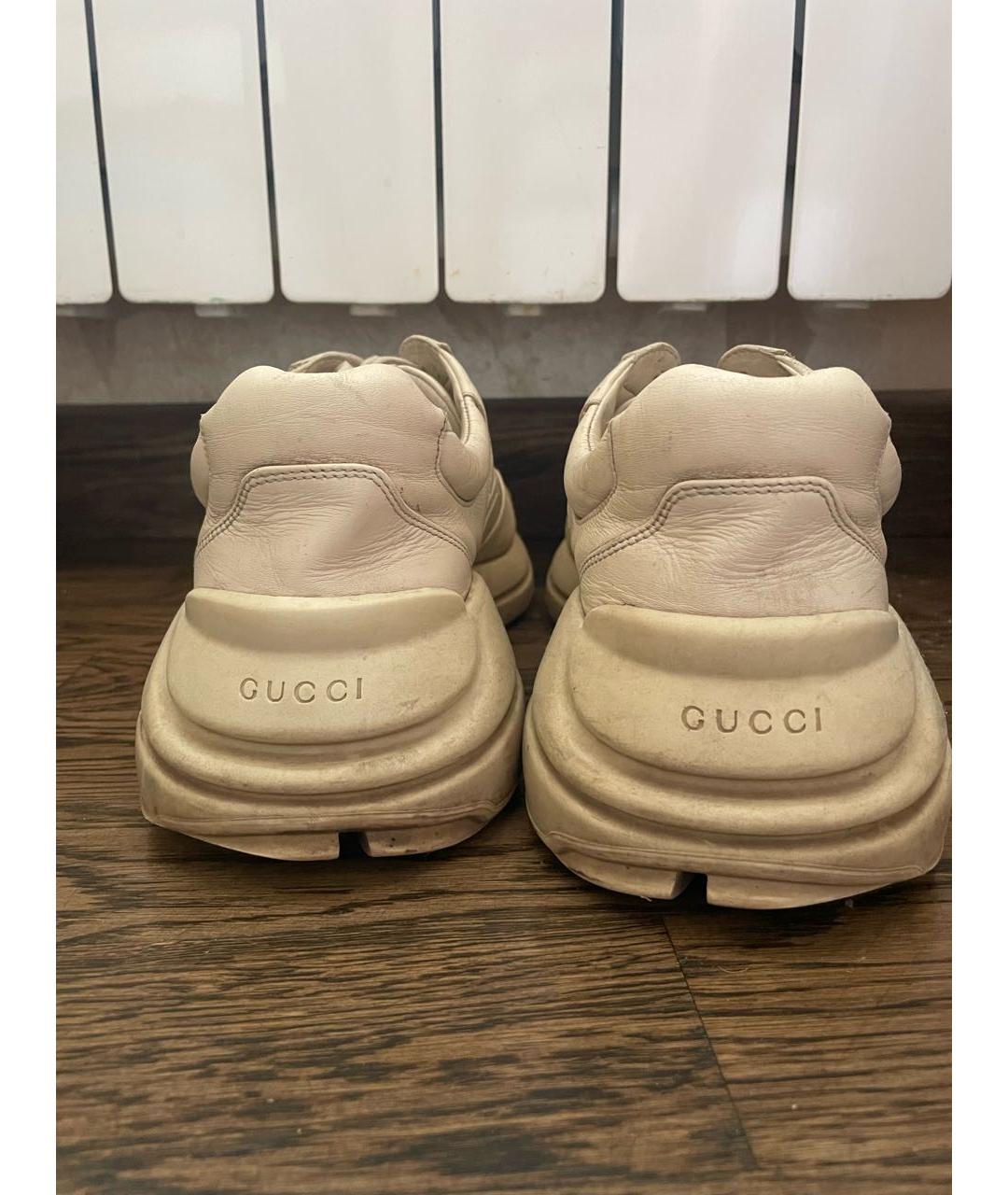 GUCCI Белые кожаные высокие кроссовки / кеды, фото 4