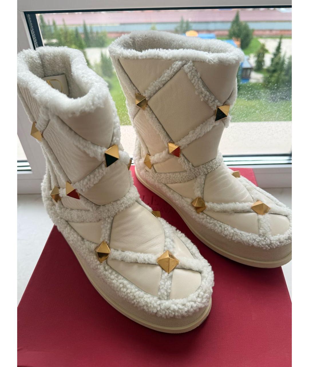 VALENTINO Бежевые кожаные сапоги, фото 3