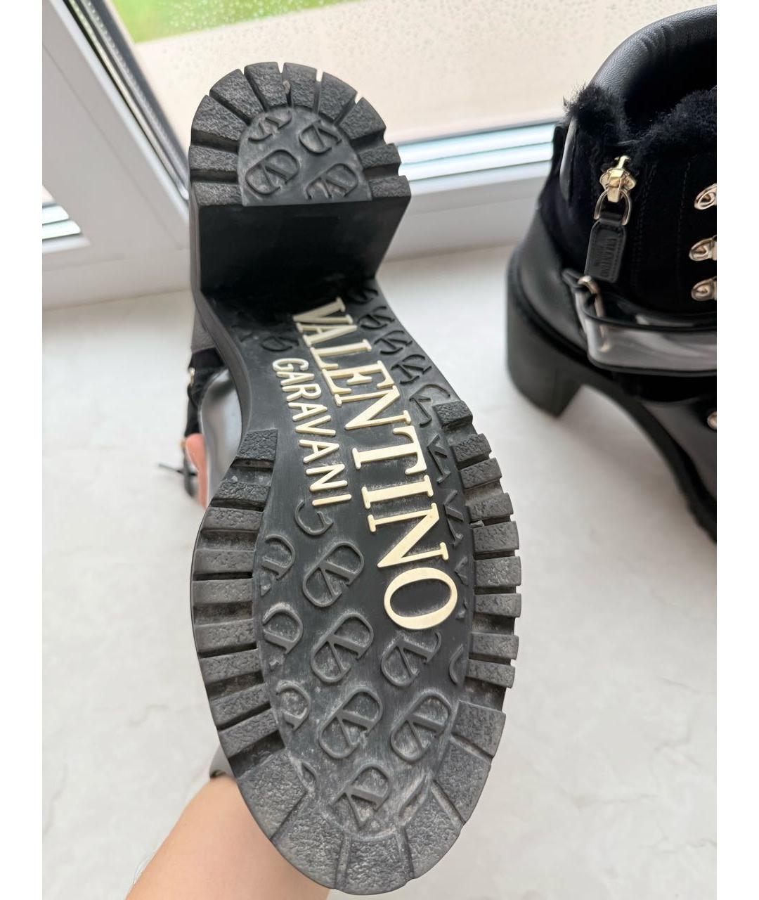 VALENTINO Черные кожаные ботинки, фото 4
