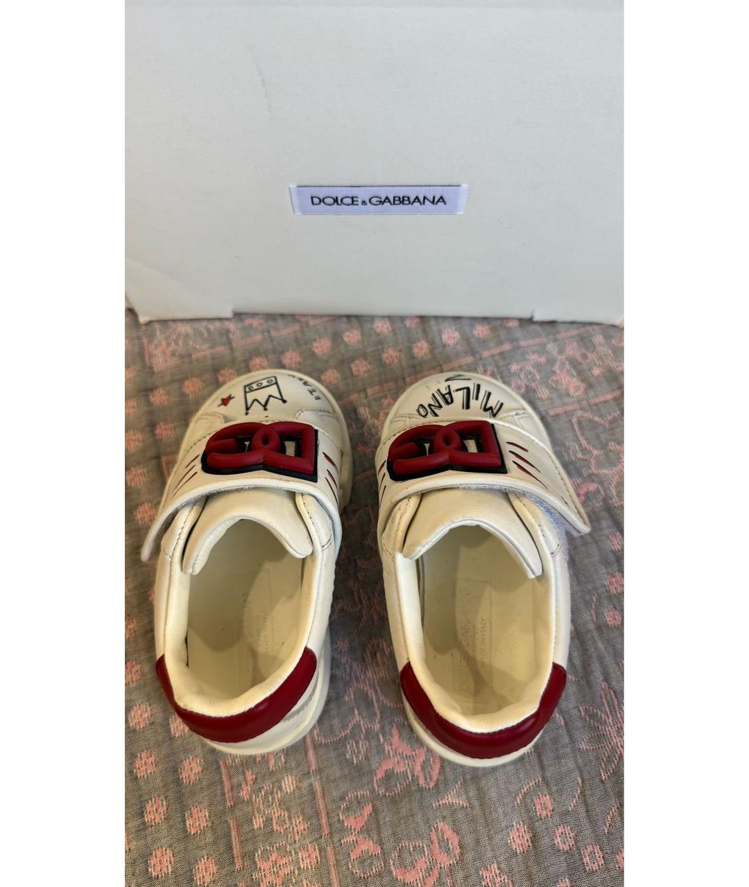 DOLCE & GABBANA KIDS Белые кожаные кеды, фото 3