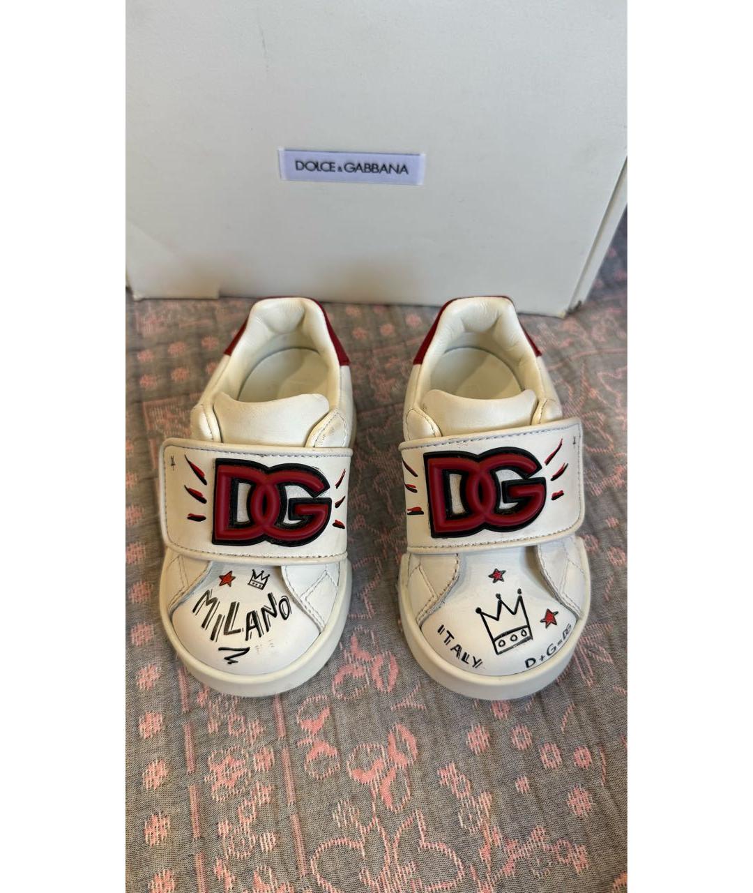 DOLCE & GABBANA KIDS Белые кожаные кеды, фото 2
