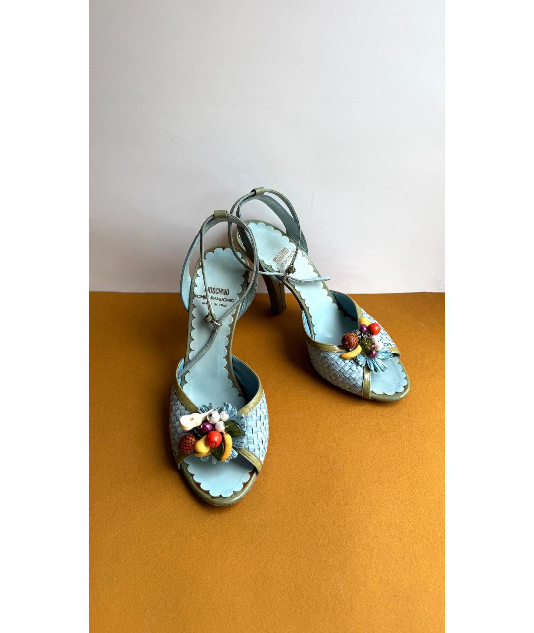 MOSCHINO Голубые босоножки из искусственной кожи, фото 2