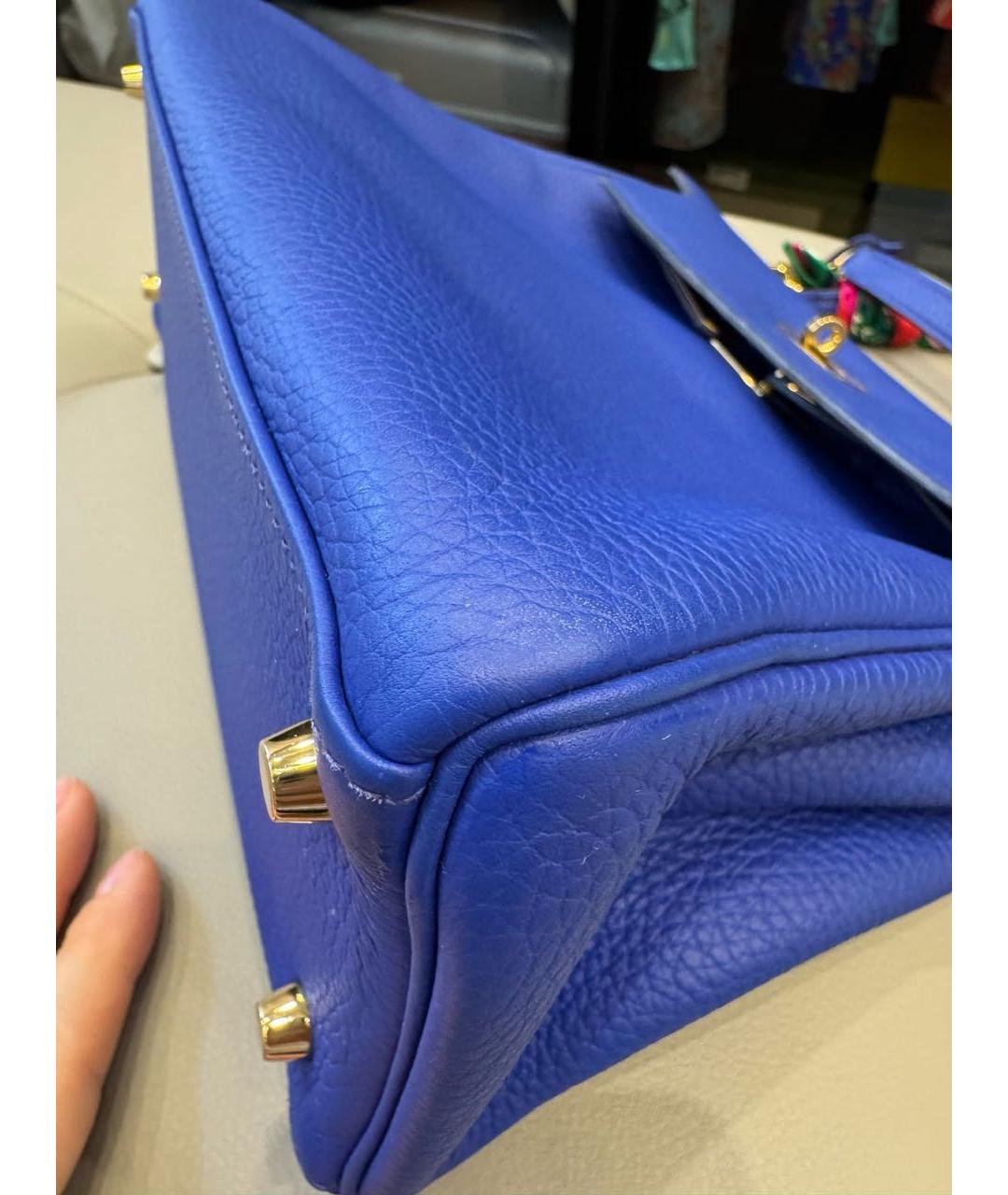 HERMES Синяя кожаная сумка с короткими ручками, фото 2