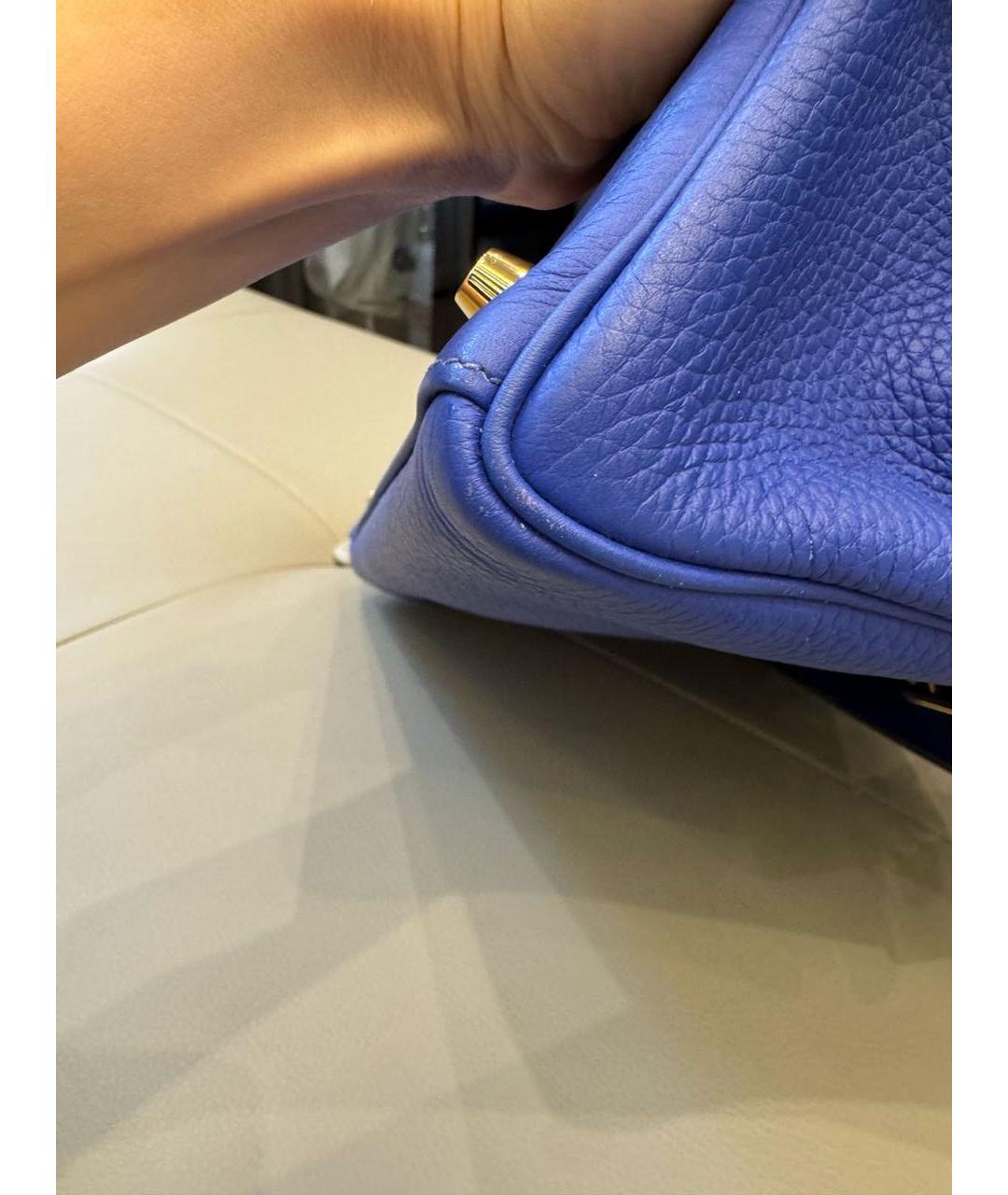 HERMES Синяя кожаная сумка с короткими ручками, фото 5