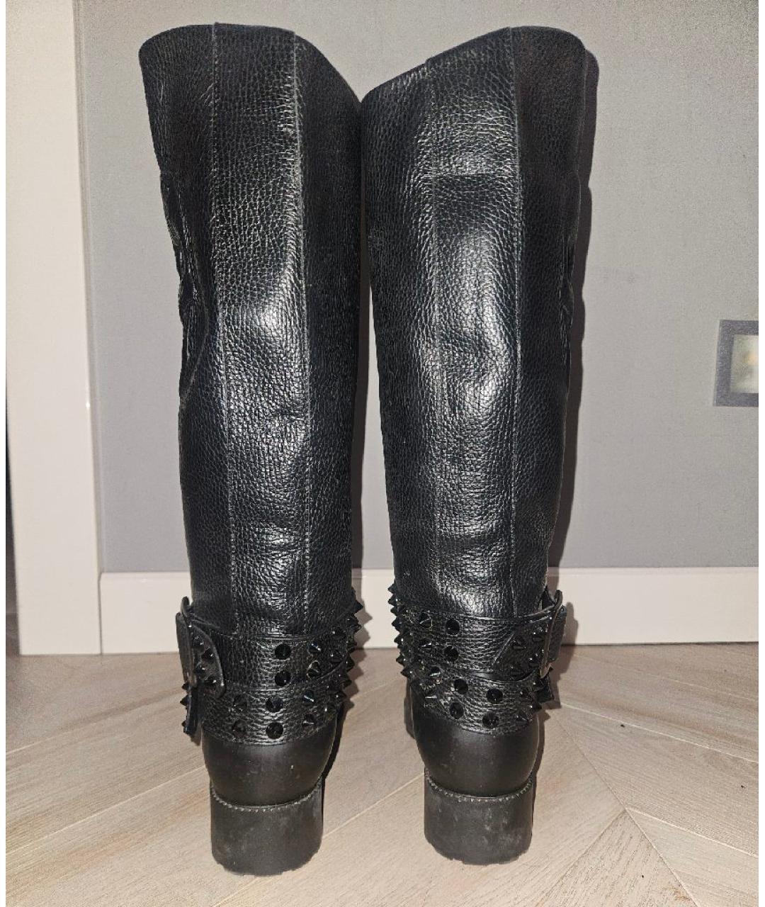 PHILIPP PLEIN Черные кожаные сапоги, фото 4