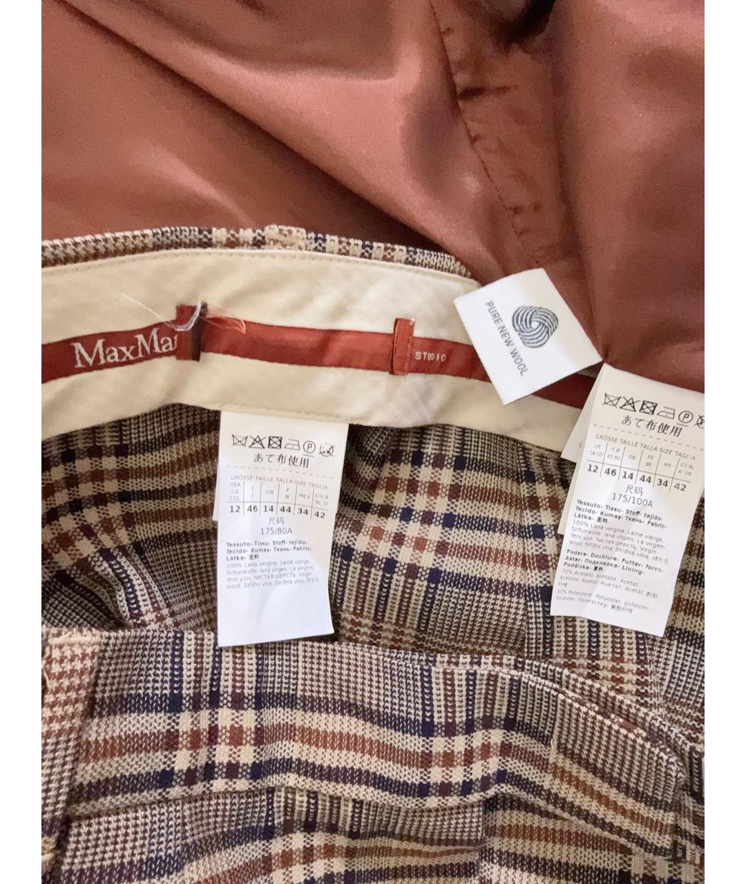 MAX MARA STUDIO Коричневый шерстяной костюм с брюками, фото 5