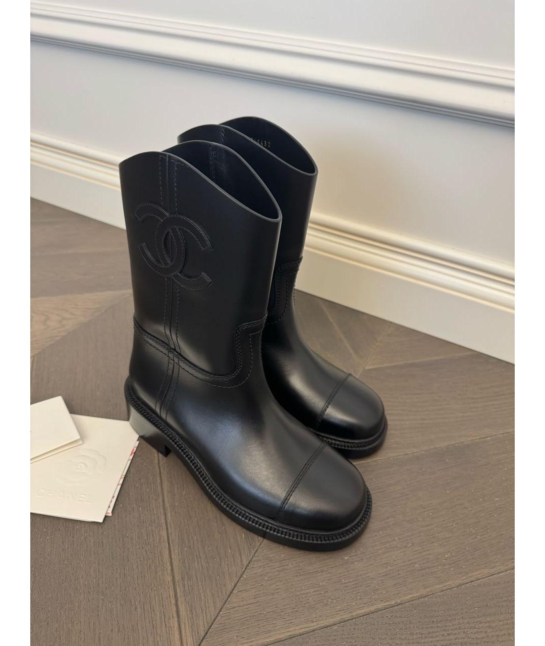 CHANEL Черные кожаные полусапоги, фото 3