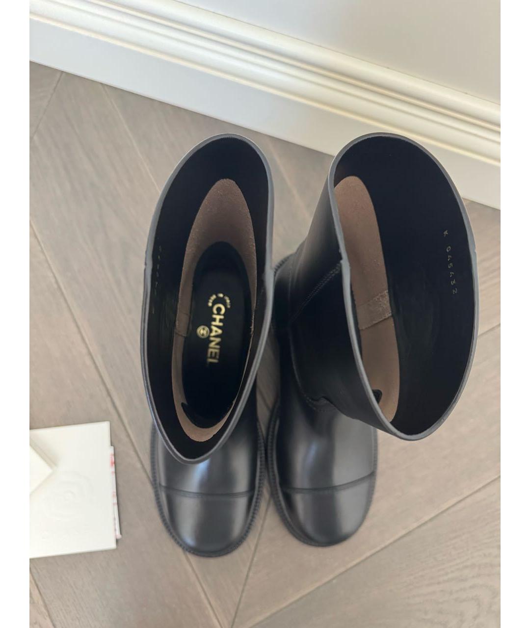 CHANEL Черные кожаные полусапоги, фото 4