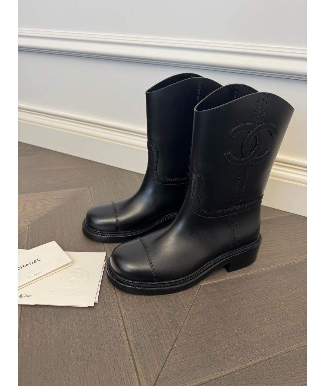 CHANEL Черные кожаные полусапоги, фото 6