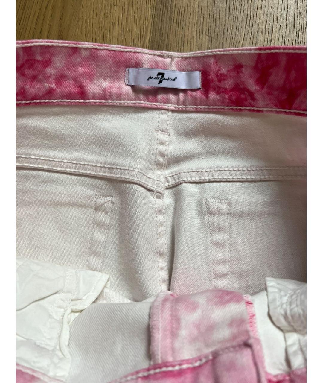 7 FOR ALL MANKIND Розовые хлопко-эластановые прямые джинсы, фото 3