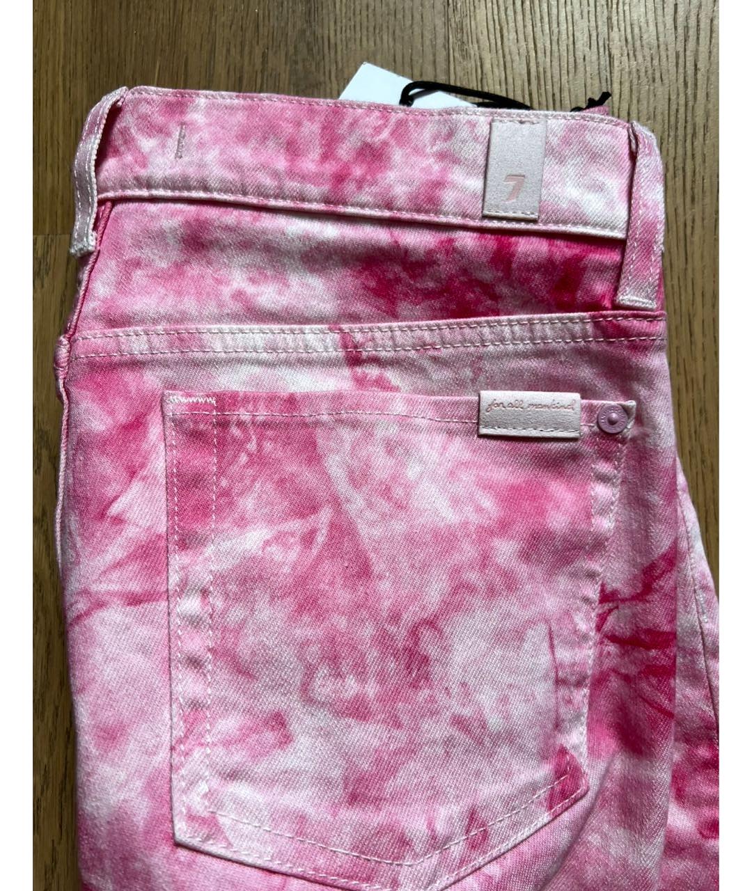 7 FOR ALL MANKIND Розовые хлопко-эластановые прямые джинсы, фото 2