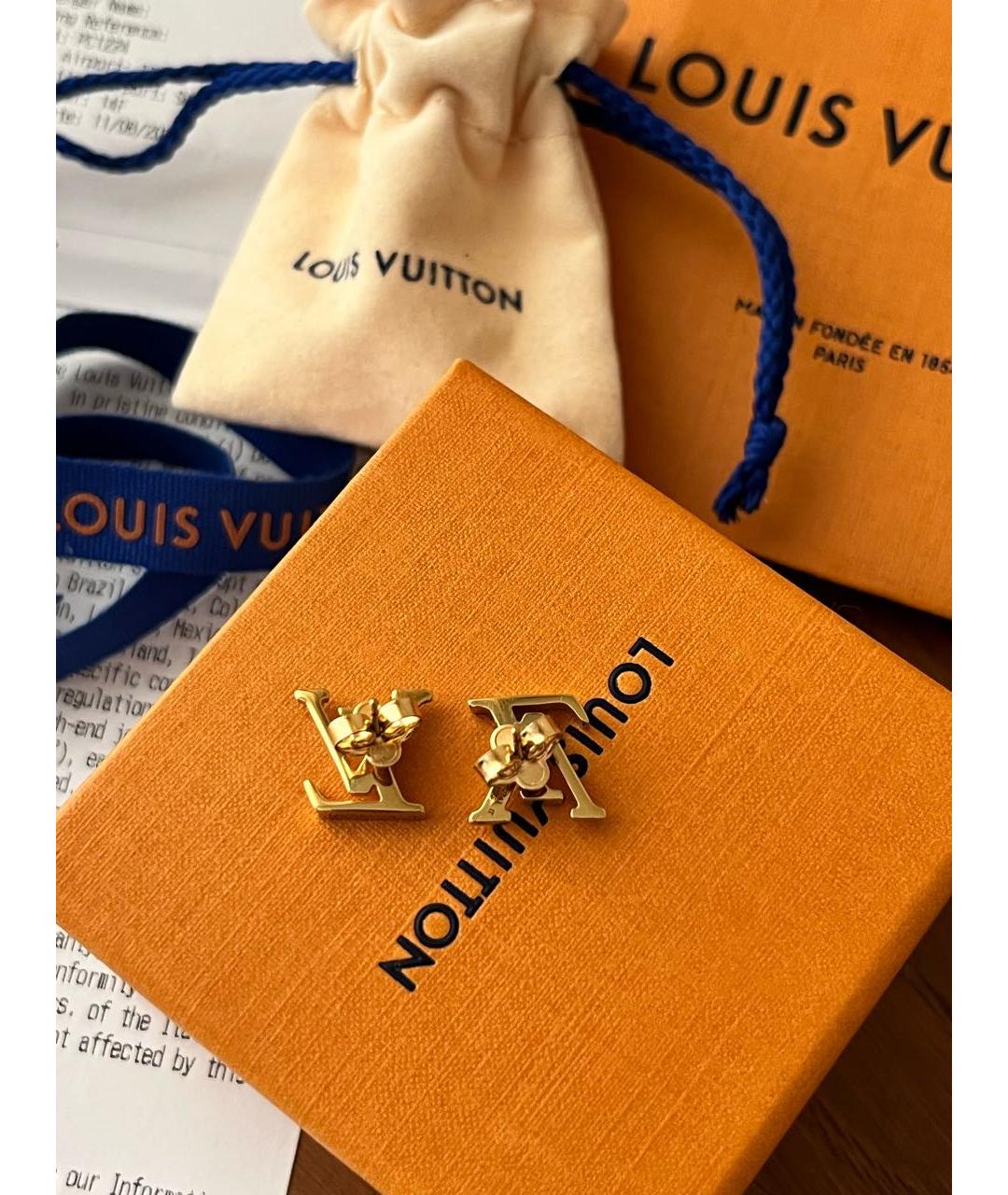 LOUIS VUITTON Золотые металлические серьги, фото 3