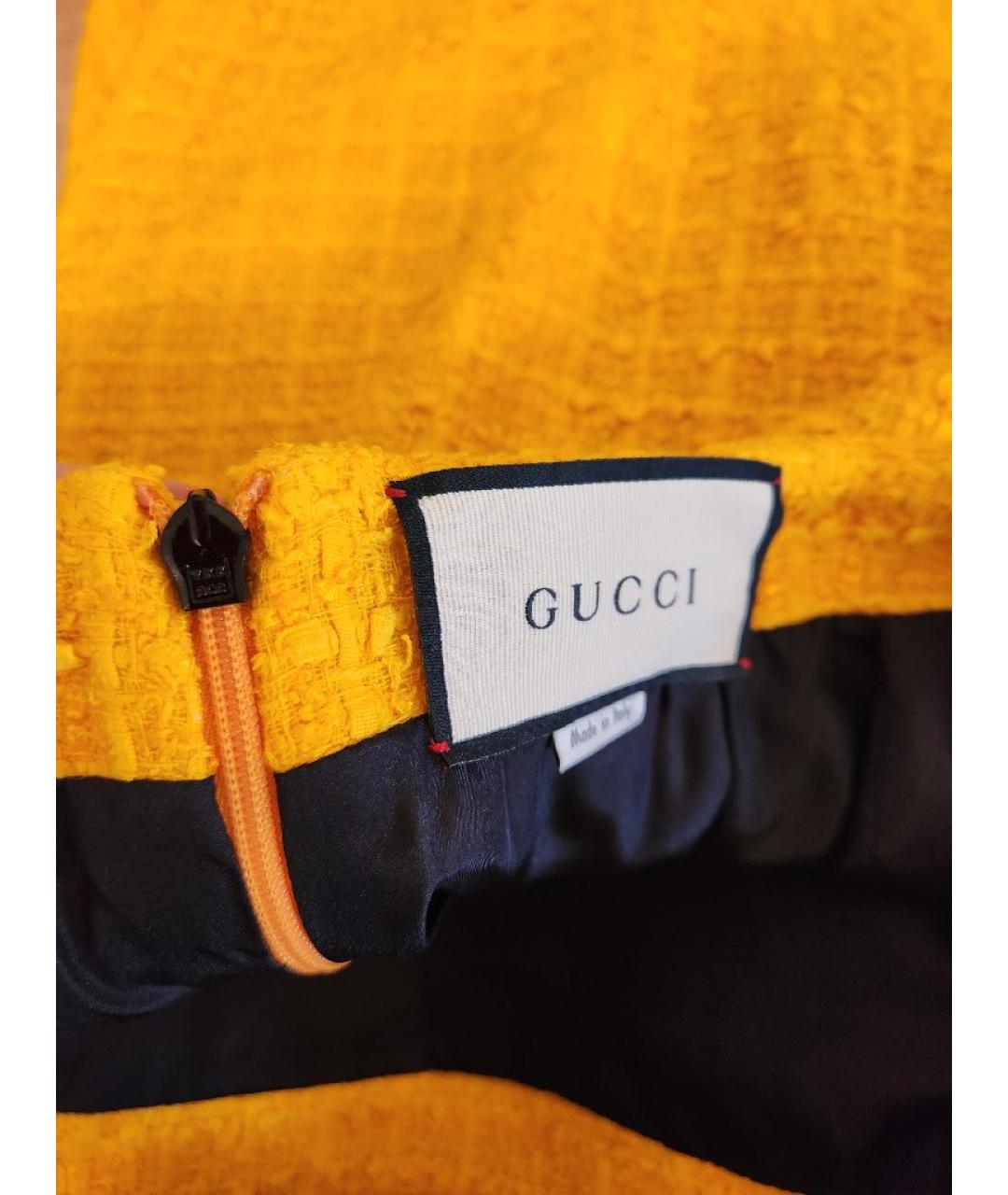 GUCCI Оранжевая твидовая юбка миди, фото 5