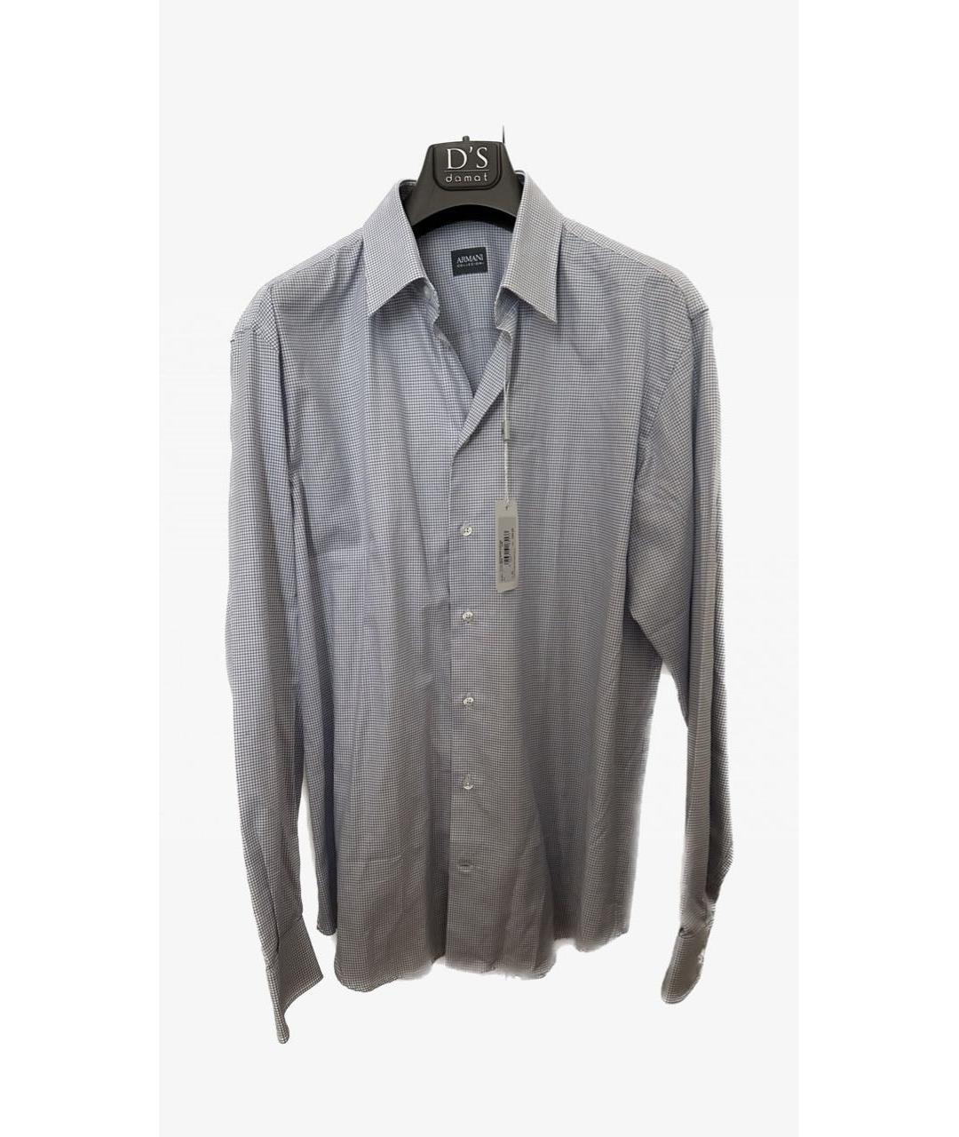 ARMANI COLLEZIONI Синяя хлопковая классическая рубашка, фото 5