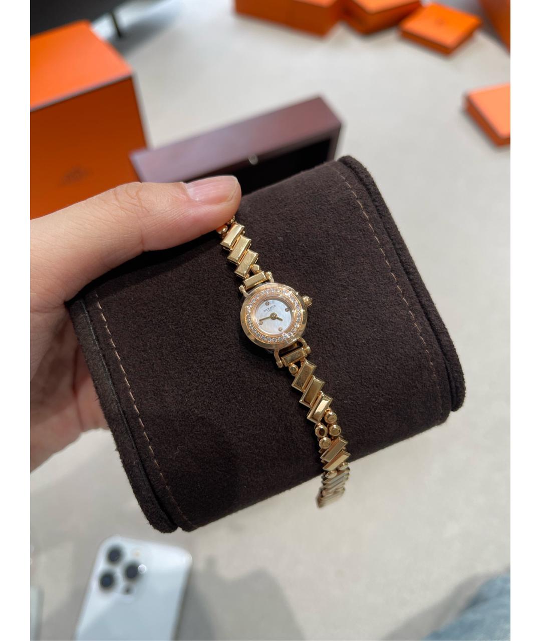 HERMES Белые часы из розового золота, фото 3