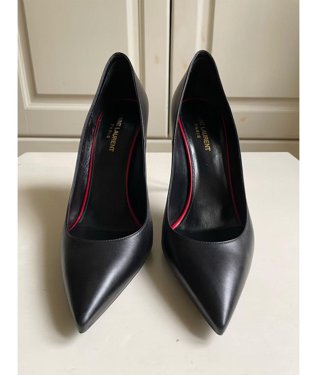 SAINT LAURENT Черные кожаные туфли, фото 3