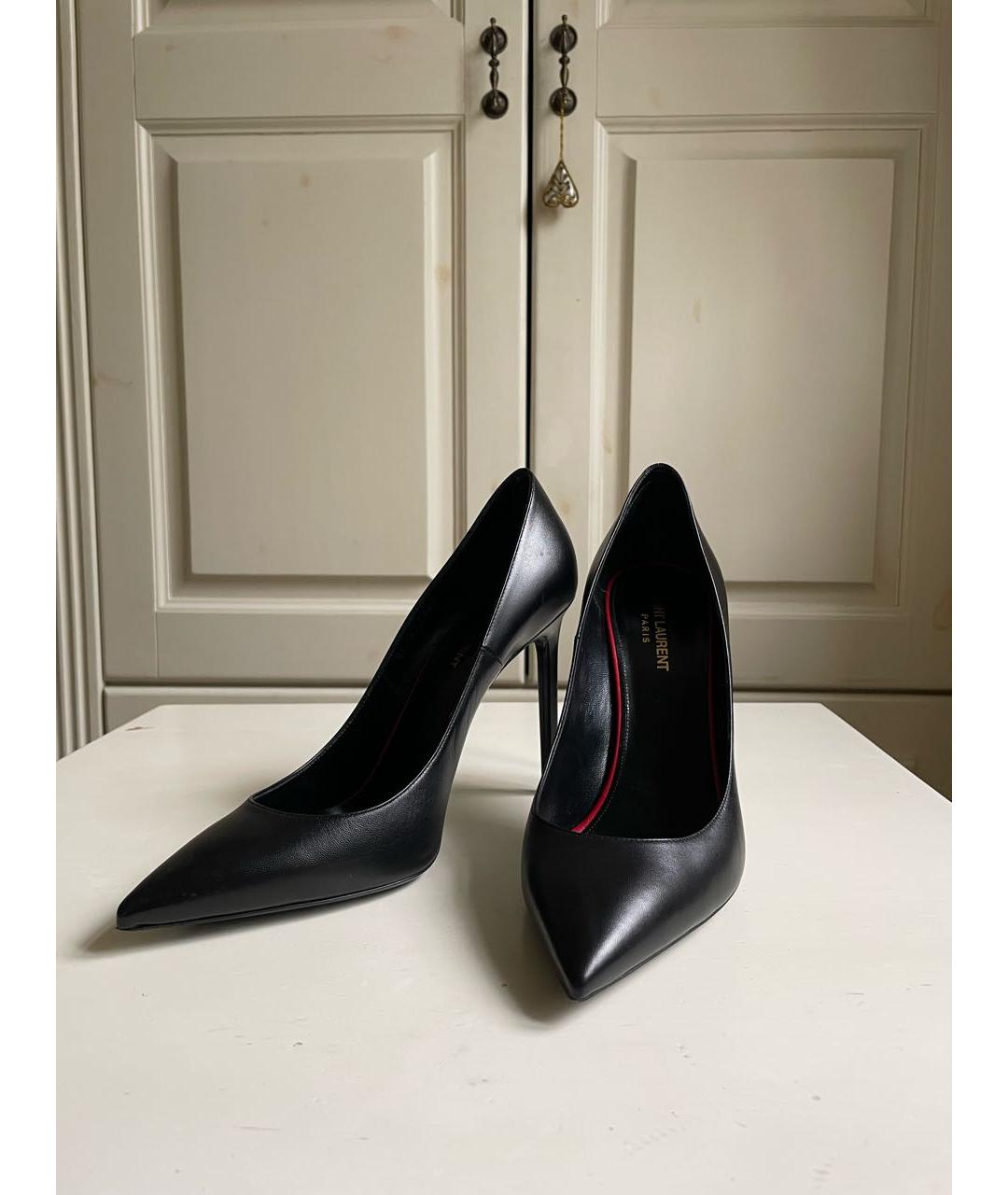 SAINT LAURENT Черные кожаные туфли, фото 2