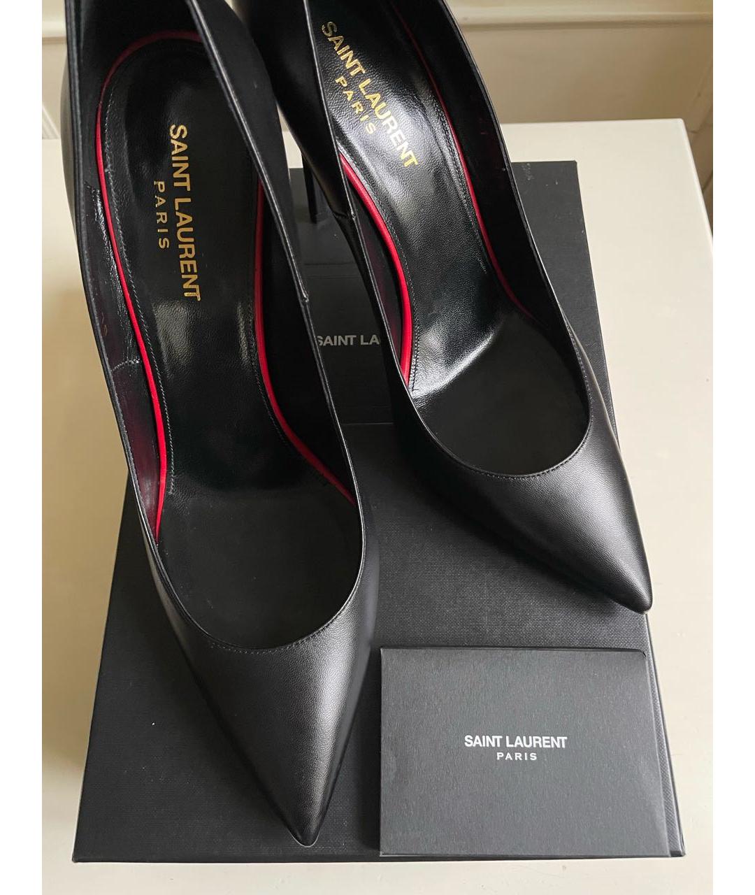 SAINT LAURENT Черные кожаные туфли, фото 6