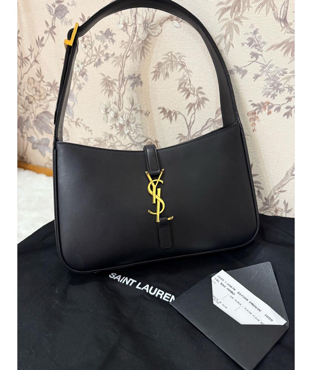 SAINT LAURENT Черная кожаная сумка с короткими ручками, фото 3