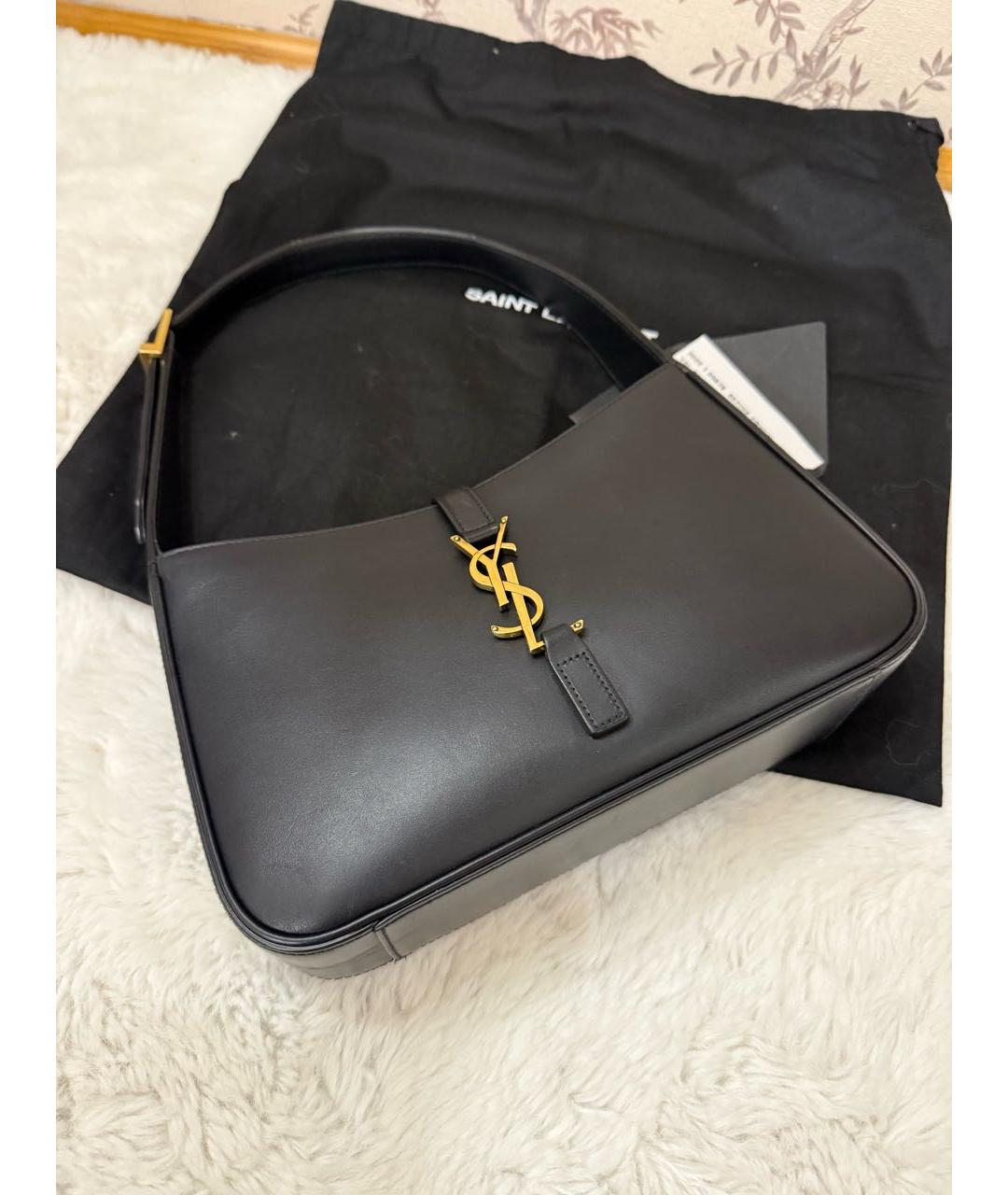 SAINT LAURENT Черная кожаная сумка с короткими ручками, фото 2
