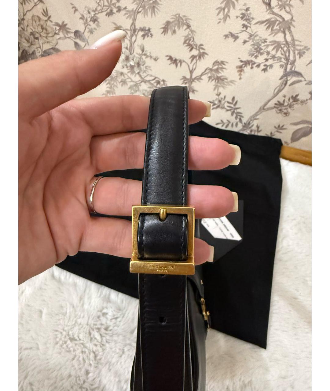 SAINT LAURENT Черная кожаная сумка с короткими ручками, фото 4