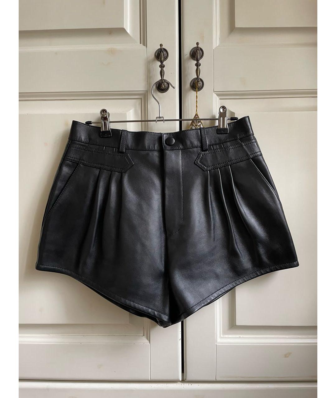 SAINT LAURENT Черные кожаные шорты, фото 6