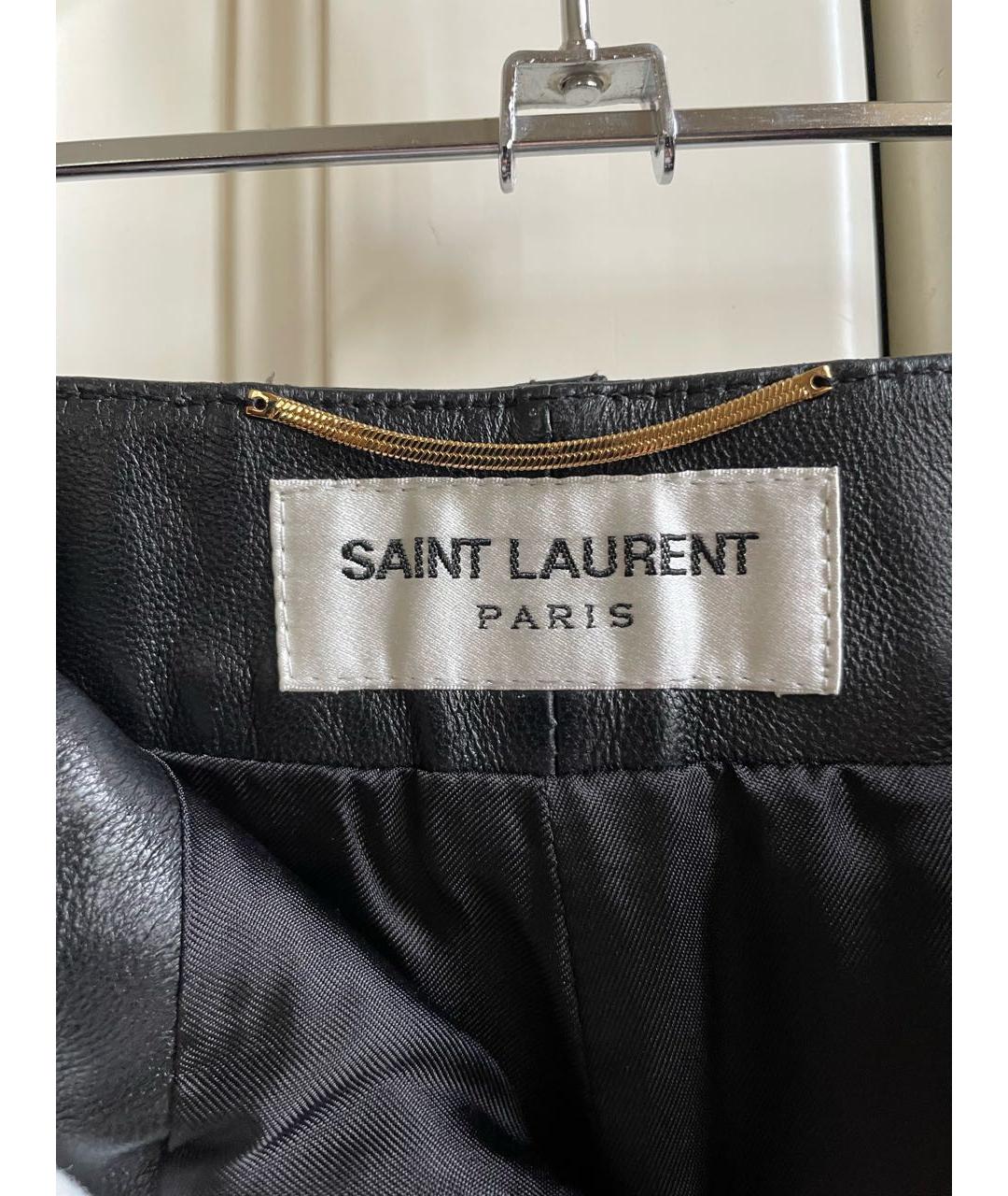 SAINT LAURENT Черные кожаные шорты, фото 4
