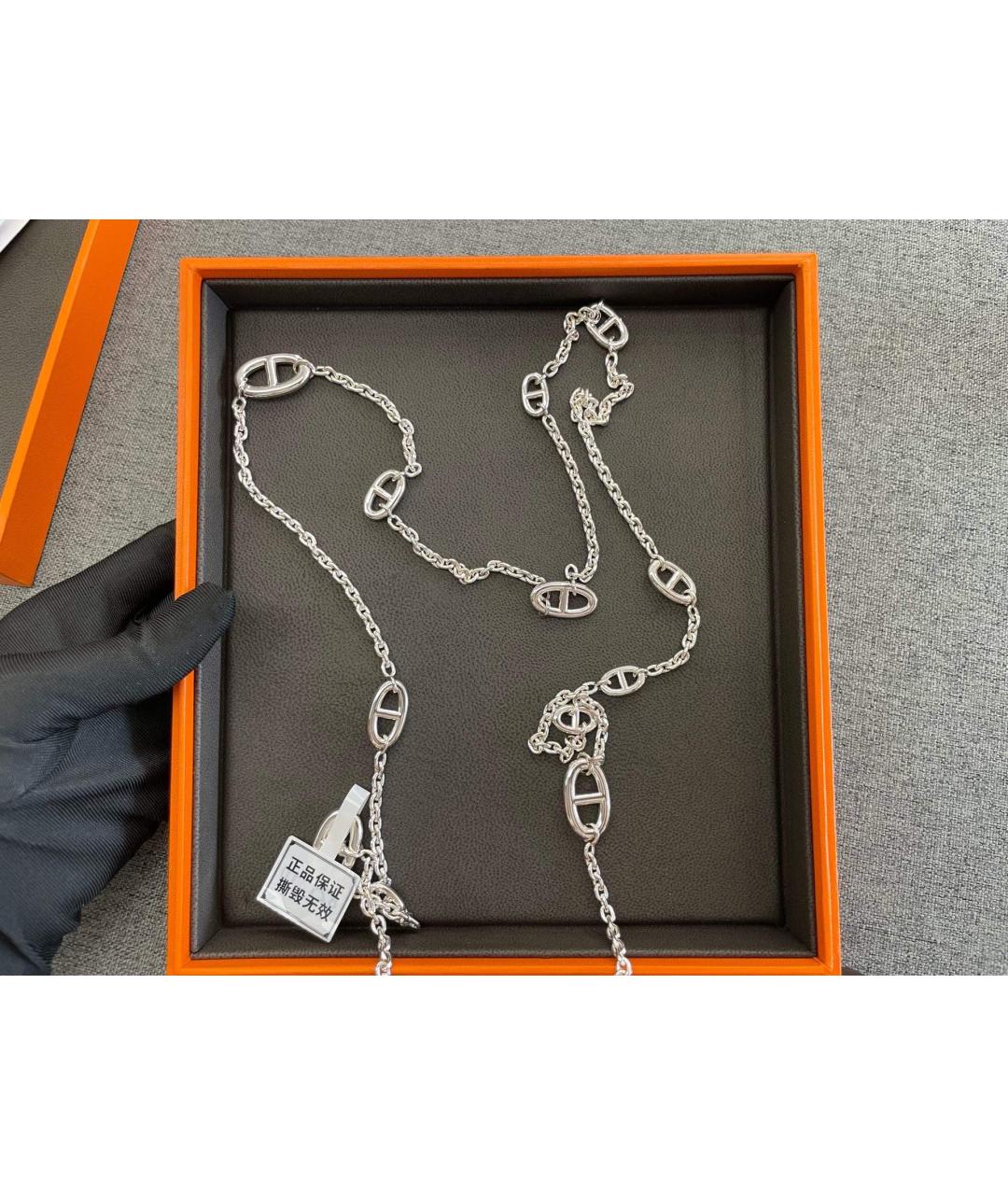 HERMES Серебряное серебряное колье, фото 3