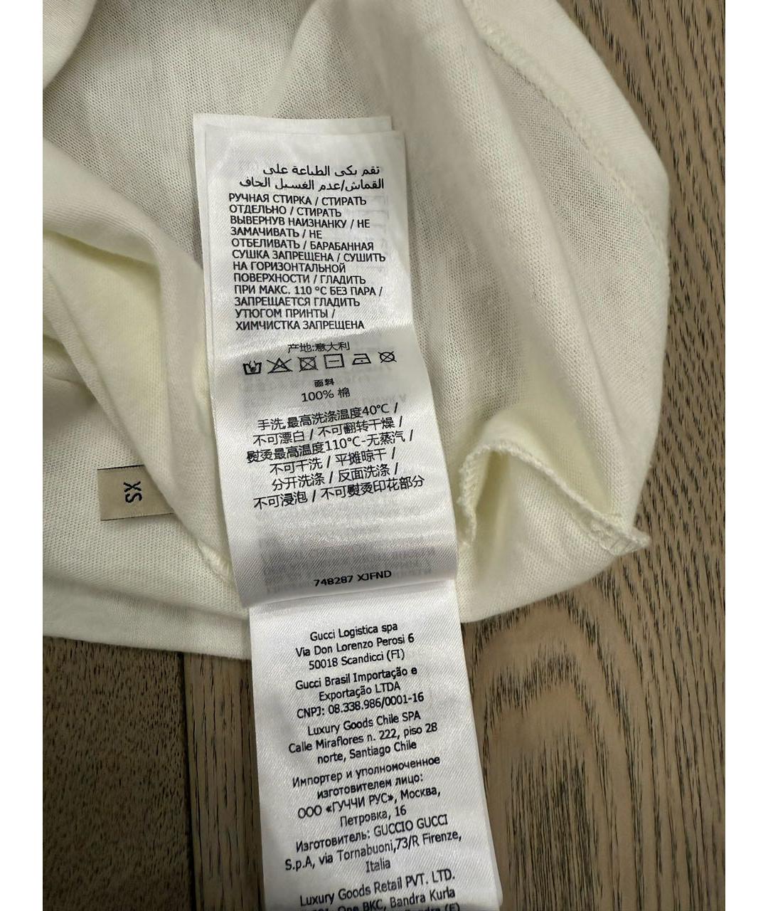 GUCCI Белая хлопковая футболка, фото 3