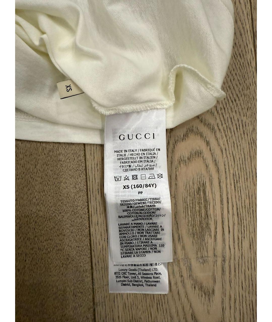 GUCCI Белая хлопковая футболка, фото 2