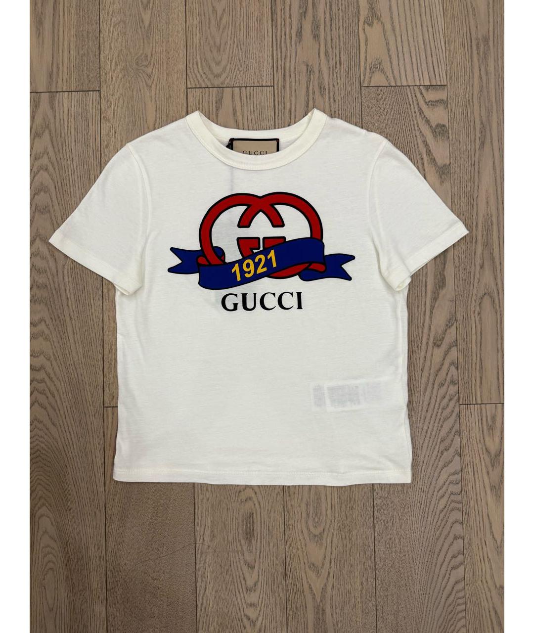 GUCCI Белая хлопковая футболка, фото 4