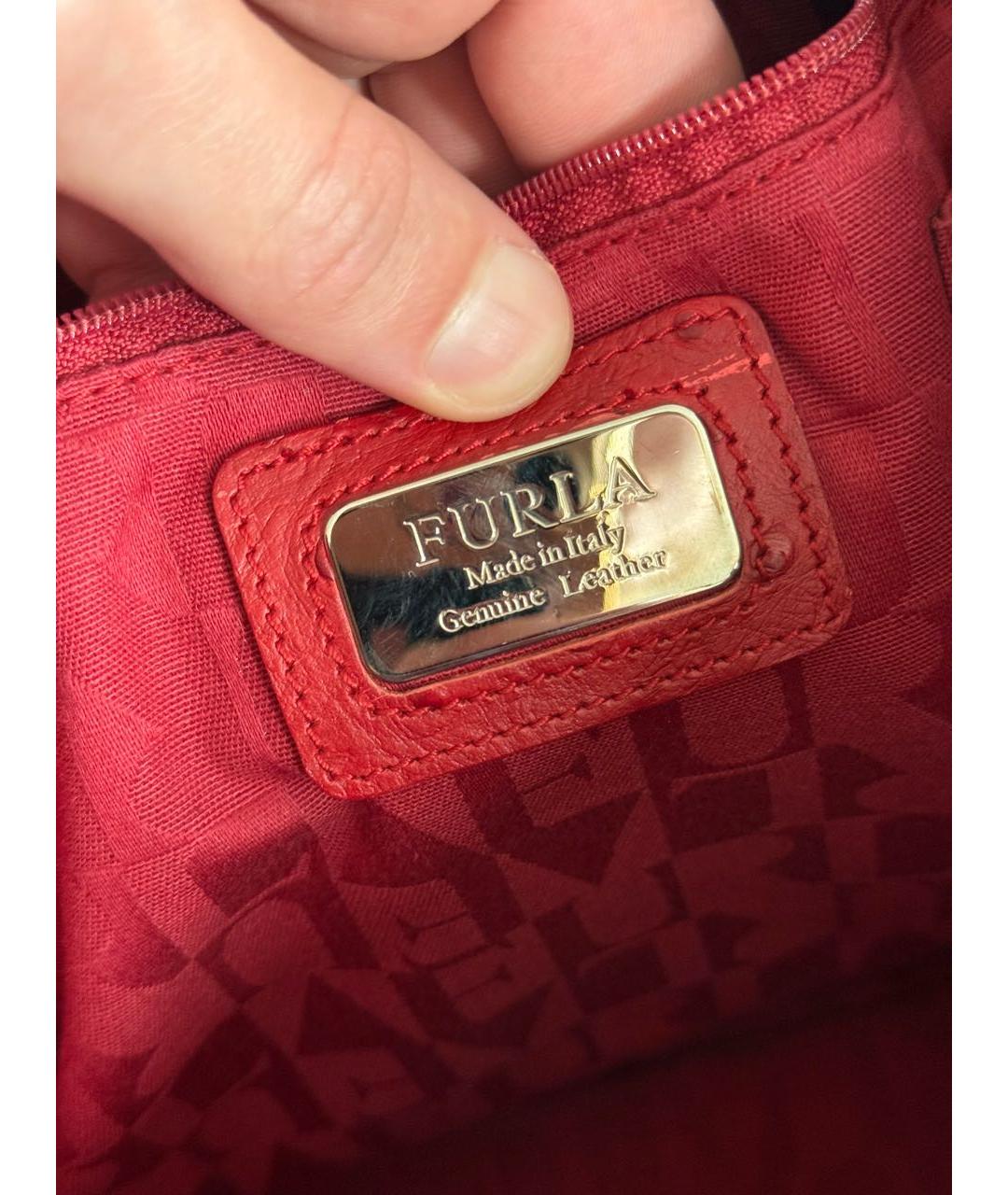 FURLA Красная сумка тоут из экзотической кожи, фото 5