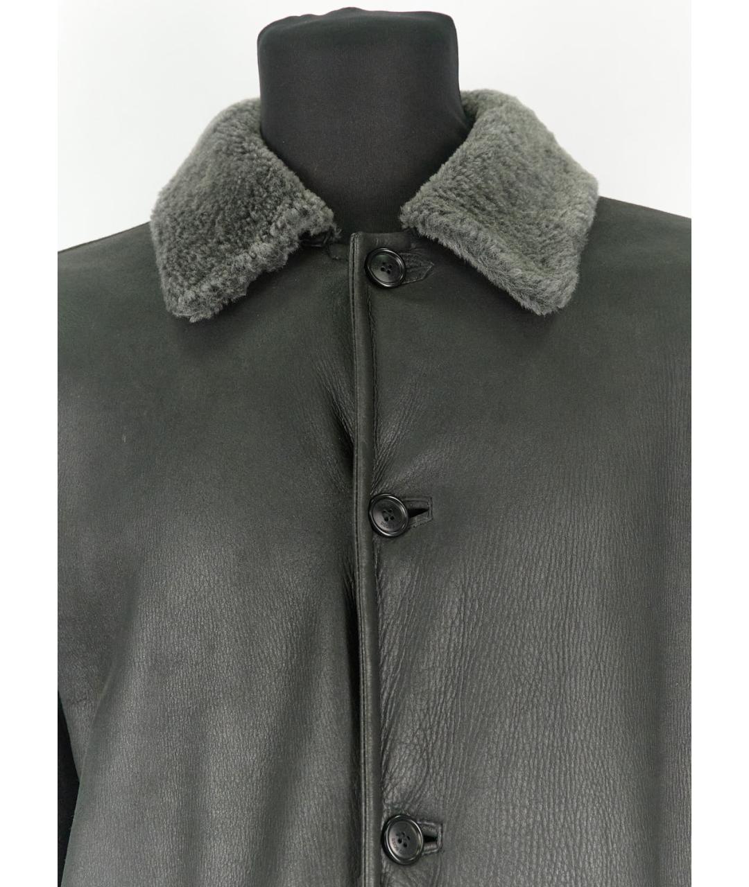 HUGO BOSS Серая кожаная дубленка/шуба, фото 4
