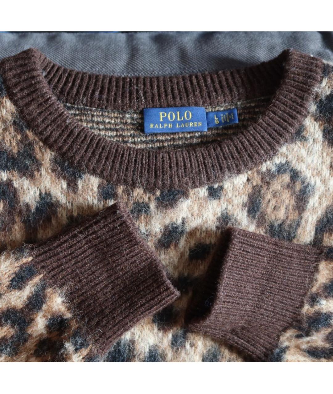 POLO RALPH LAUREN Коричневый шерстяной джемпер / свитер, фото 2