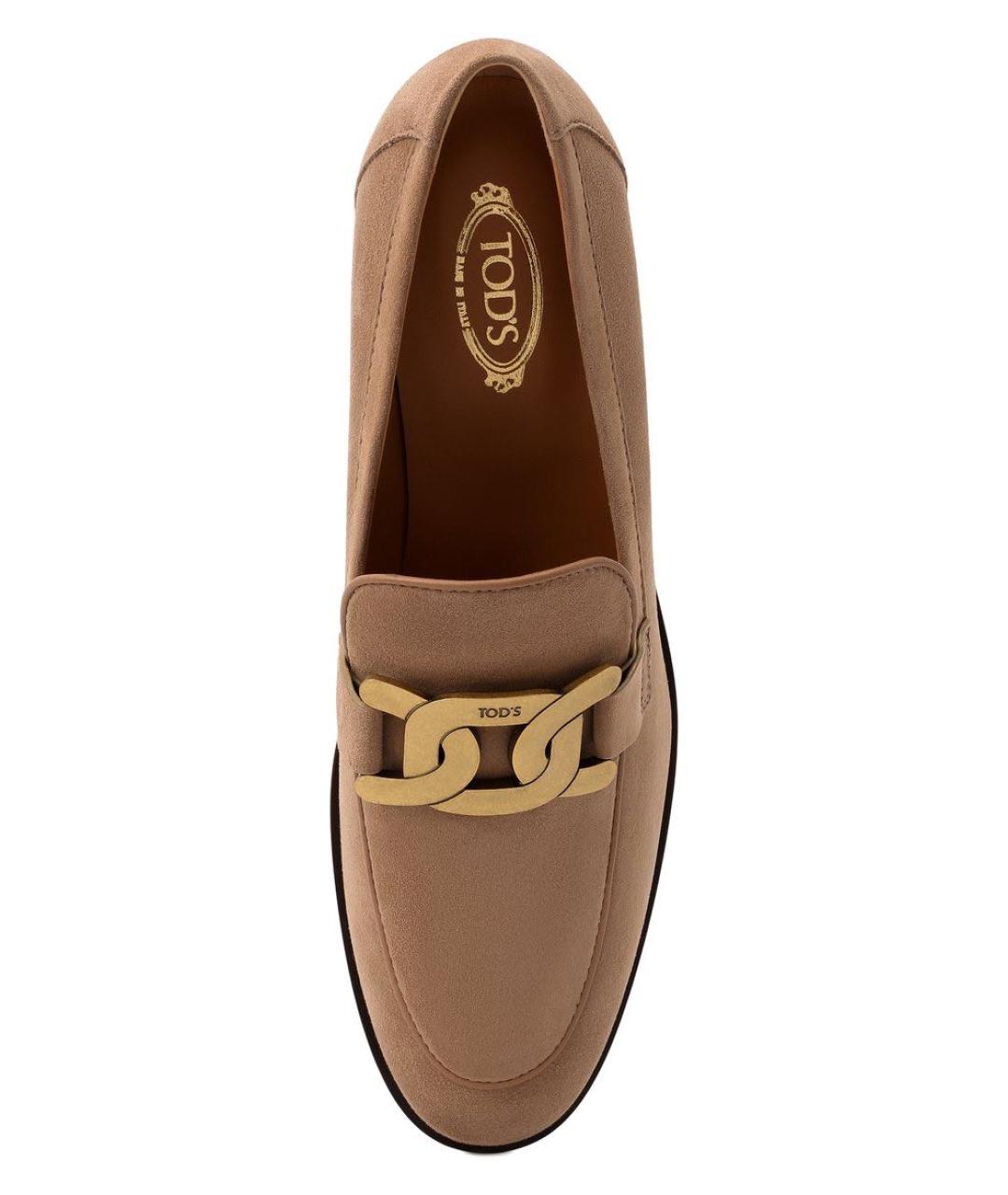 TOD'S Бежевые замшевые лоферы, фото 2