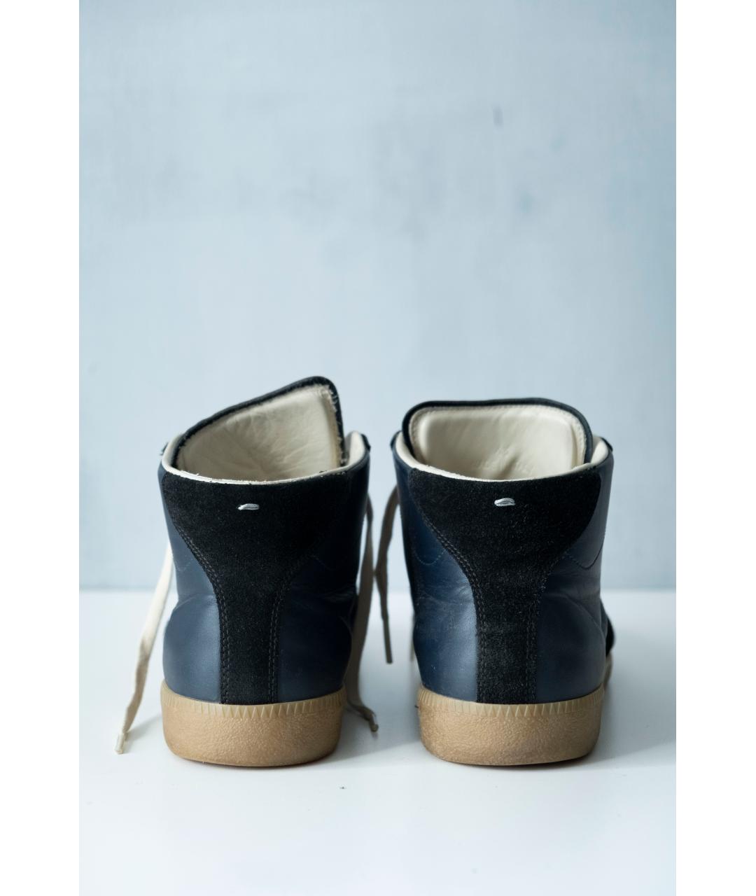 MAISON MARGIELA Черные кожаные высокие кроссовки / кеды, фото 6