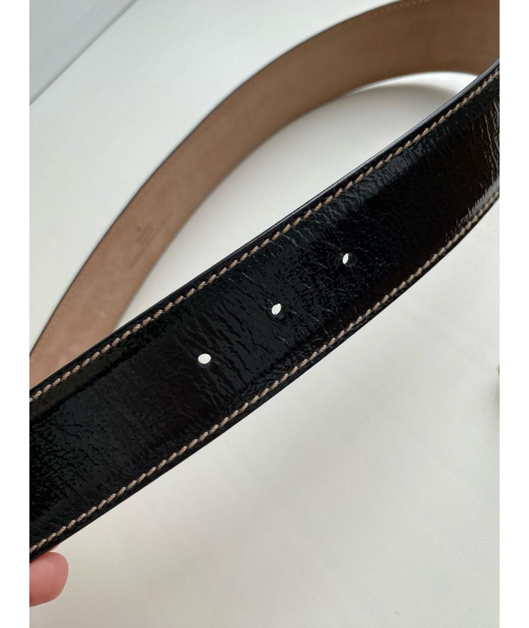 GUCCI Черный ремень из лакированной кожи, фото 4