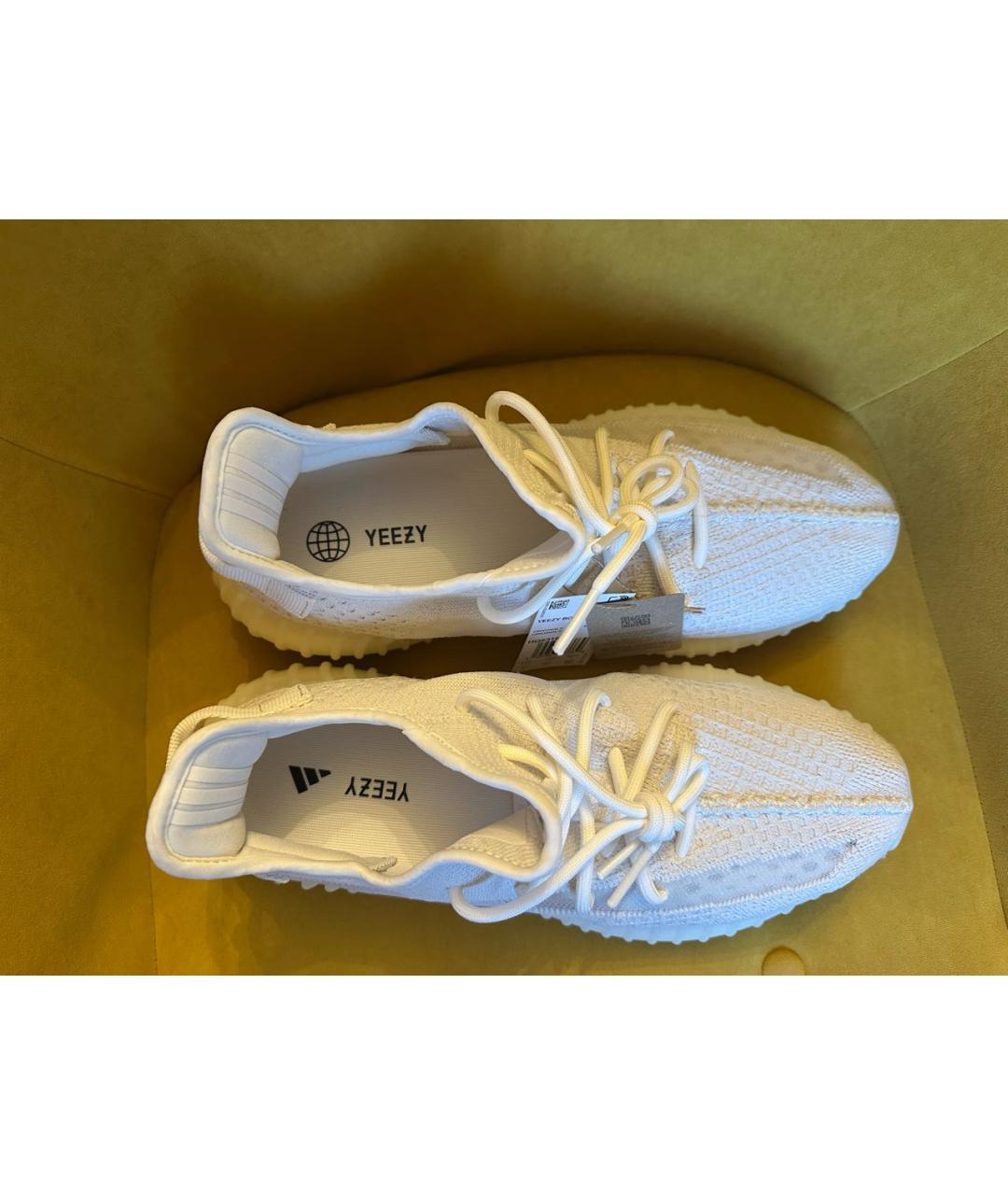 ADIDAS YEEZY Белые текстильные низкие кроссовки / кеды, фото 2