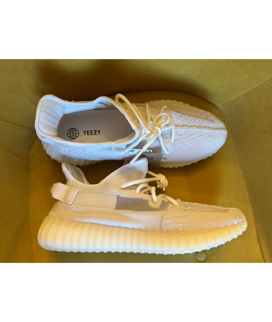 ADIDAS YEEZY Белые текстильные низкие кроссовки / кеды, фото 5