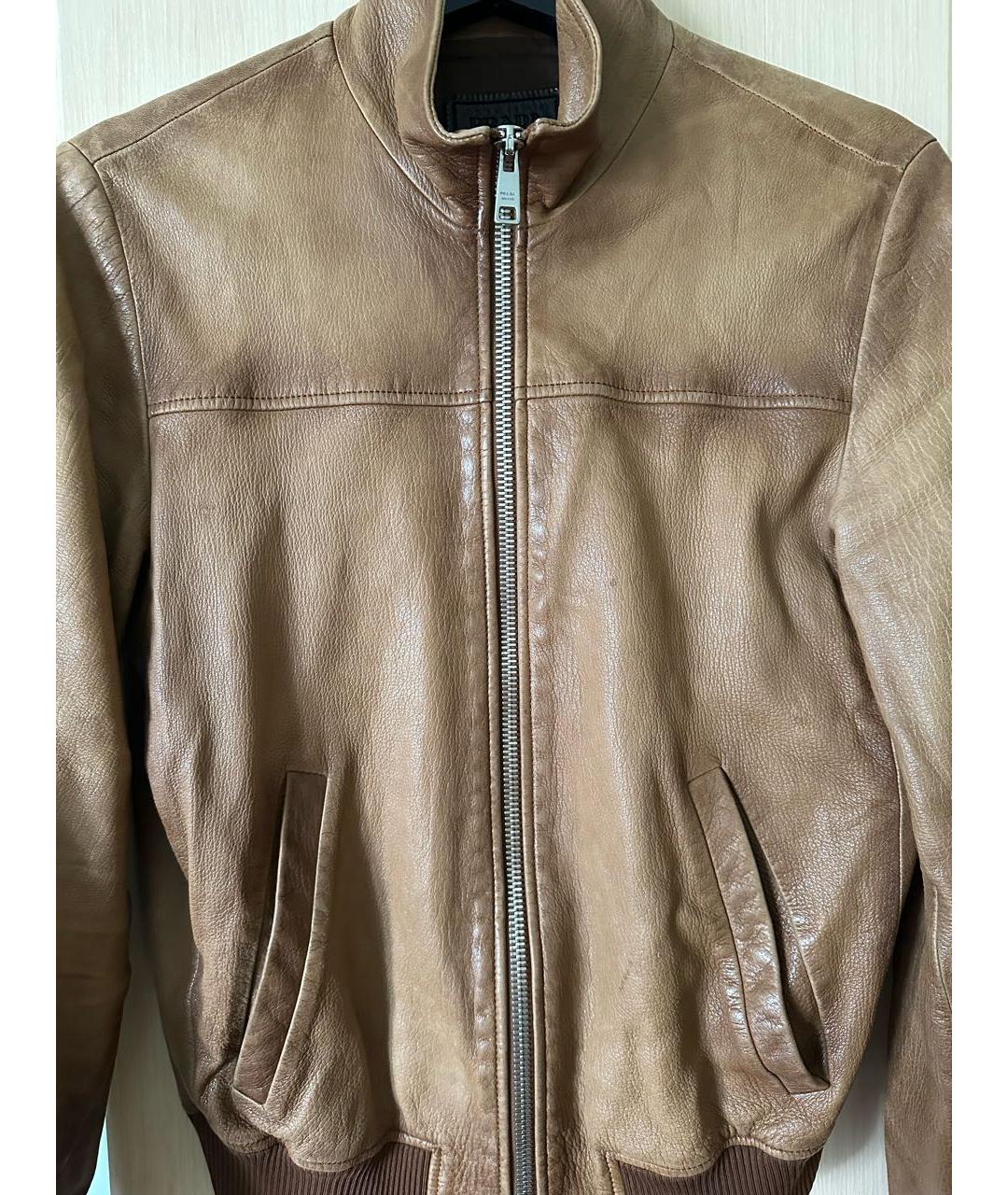 PRADA Коричневая кожаная куртка, фото 7