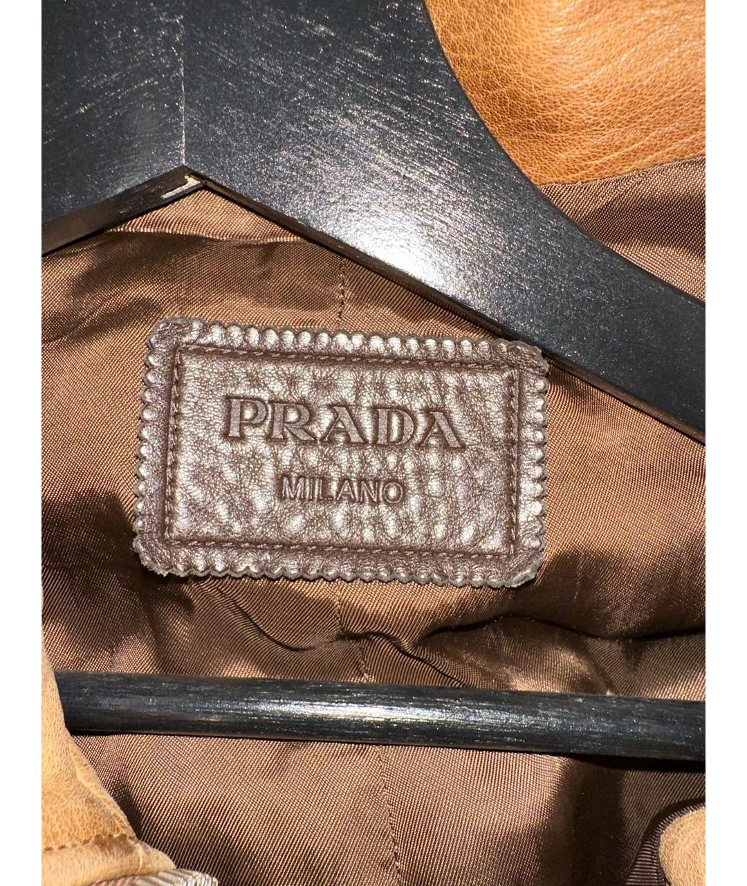PRADA Коричневая кожаная куртка, фото 3