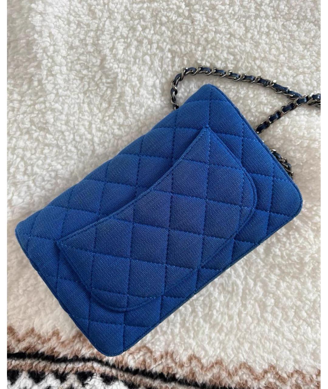 CHANEL Синяя тканевая сумка через плечо, фото 3